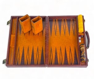 Vintage Leather Case Backgammon