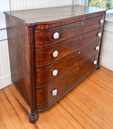 Four Drawer Serpentine Chest Of Drawers With Bone Inlay And Ceramic Pulls