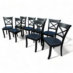 Set Of 8 Crate And Barrel X Back Dining Chairs In Black Finish