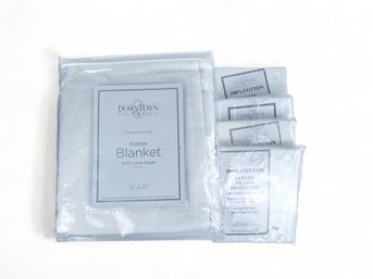 NEW, Downtown Company White King Blanket & Four King Pillow Protectors