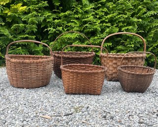 Five Antique Shaker Baskets