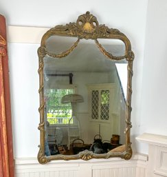 Antique Carved Wall Mirror With Gilt Paint