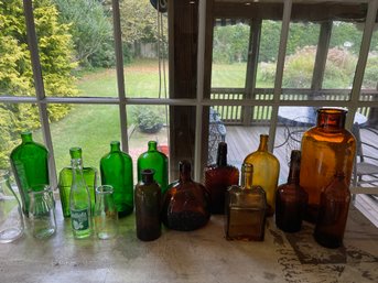 Selection Of Antique And Vintage Colored Glass Bottles