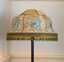 Antique Floor Lamp With Antique Shade With Outdoor And Deer Scene