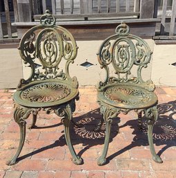 Pair Of Early American Cast Iron Chairs Atlanta Stone Works