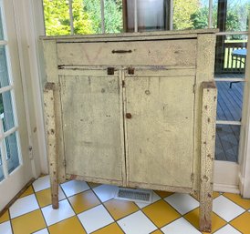 Exquisite Turn Of The Century, One Drawer, Two Door Jelly Cabinet, With Original Paint And Hardware
