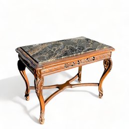 French Louis XV Style Black Marble Top Side Table