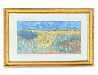 Impressionist Landscape, Original Oil On Board, Framed