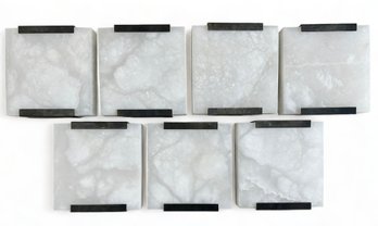Seven Marble And Iron Set Wall Sconces