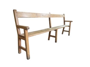 84' Long Wood Bench With Arms