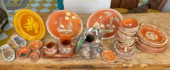 Assorted 1930's Mexican Terracotta Table And Serveware