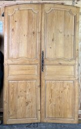 Pair Of Vintage Arched Wooden Doors With Brass Hardware