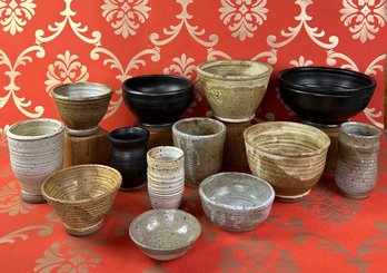 Assortment Of Hand Thrown Ceramic Vessels (Set Of 12)