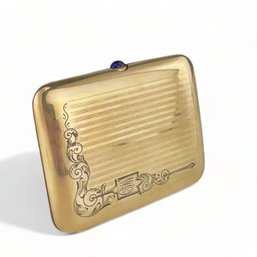 Antique 14kt Gold Fill Cigarette Case With Sapphire Closure