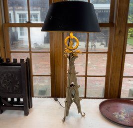 Metal Table Lamp With Black Paper Shade