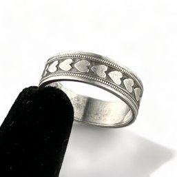 Antique Sterling Silver Eternity Heart Band Ring