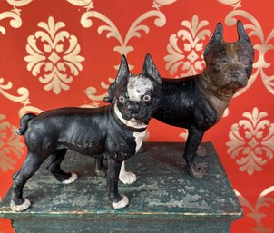 Cast Iron Boston Terrier Figurine Pair #2