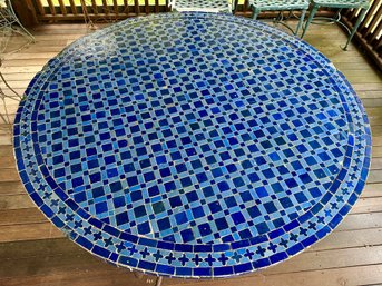 Beautiful Blue Mosaic Tile Table With Iron Base