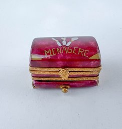 Vintage Limoges 'menagere' Pillbox, Box Of Silverware Or CUTLERY