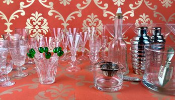 Assorted High End Barware Accessories And Stemware
