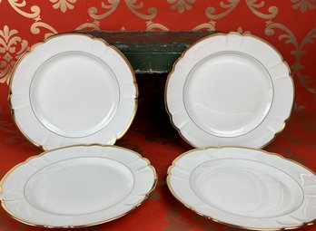 4 11' Limoges White With Gilt Rim Porcelain Plates