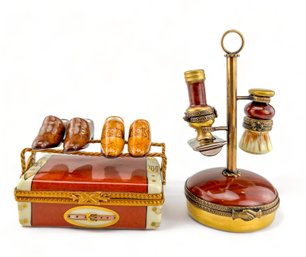 Ridiculously Fun Limoges Pill Boxes, MEN'S SHOES AND SHAVING STAND