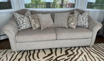 Three Pair Of Throw Pillows In Velvet And Grey Tones