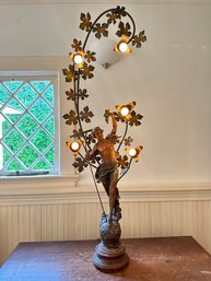 Antique French Art Nouveau Figurative Lamp Attributed To Auguste Moreau