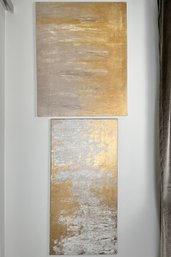 Two Gilt And White Paintings On Canvas