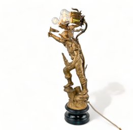 Art Nouveau  Gold Gilt Figural Table Lamp