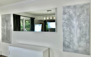 Contemporary Brushed Aluminum Frame Wall Mirror