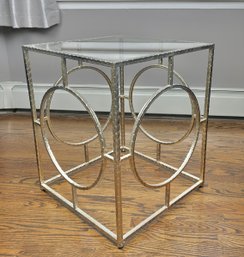 Gilt Metal Side Table With Glass Top