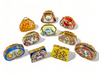 Collection Of 10 Limoges PIll Box PURSES OR HANDBAGS