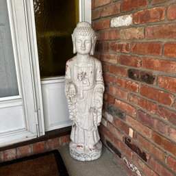Buddha Sculpture In White Glazed Terracotta