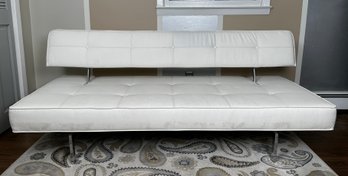 'IDO' Contemporary White Leather Day Bed, Or Sofa With Collapsible Back