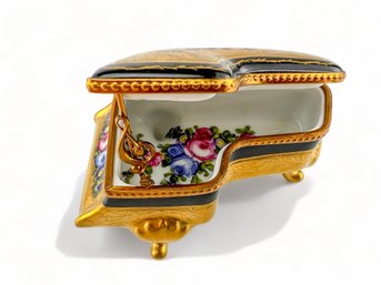 For The PIANO ENTHUSIAST, Limoges Porcelain Intricate Tinket Or Pill Box