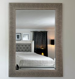 Beveled Edge Mirror With Textured Silver GIlt Frame