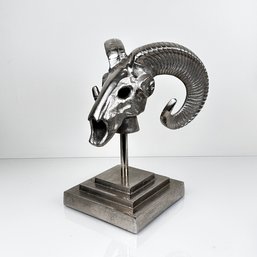 Longhorn Antelope Head Metal Sculpture