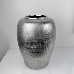 Large Textured, Gunmetal Glazed Vase