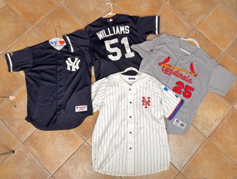 Four Baseball Jerseys Cardinals, Mets, Yankees