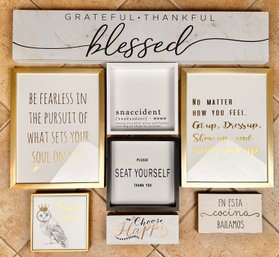 Eight Cheerful Wall And Table Top Decor Signs Grateful, Etc