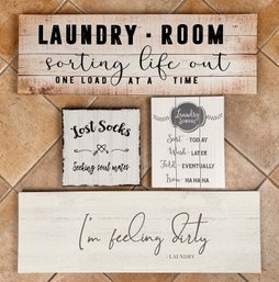 Four Humorous Laundry Room Wall Decor Signs