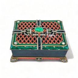 Jay Strongwater Swarovski Crystal And Enamel Footed Box