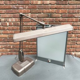 Vintage Underwriters Hinged Arm Table Lamp And Table Top Light Box