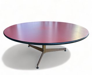 Mid Century Modern Round Center Or Coffee Table In Red