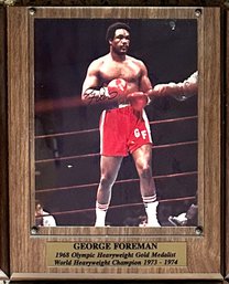 Autographed Photograph, Professional Boxer, , Mounted On Wood Plaque Behind Glass