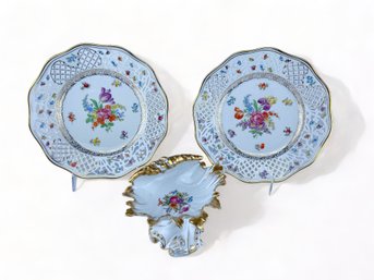 Three Bavaria Floral And Gilt Porcelain Pieces
