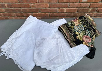 Vintage Table Linens And Tapestry Runner
