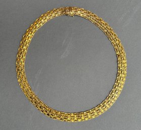 14k Italian Yellow Woven Chain Gold Collar Necklace