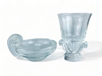Orrefors Crystal Vase And Nut Dish